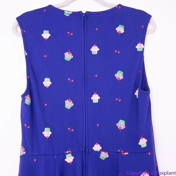 Unique Vintage Gwynnie Bee Cupcake Print Navy Dress, L - Picture 8 of 16